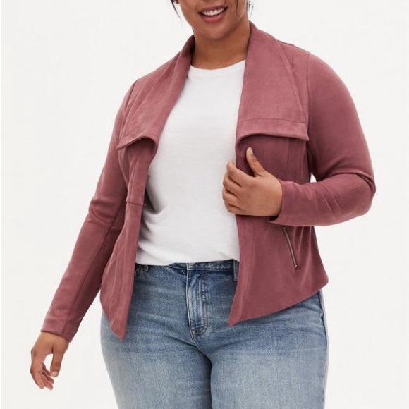 Torrid Faux Suede Peplum Mauve Jacket - Picture 2 of 12